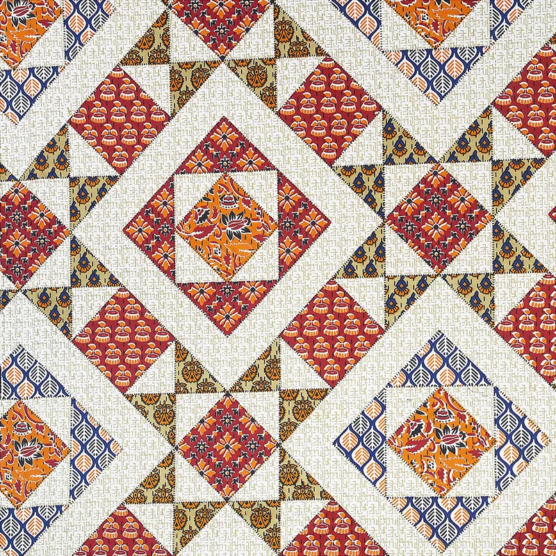 Adire Geometric Cotton Bedsheet (Red & White) - 160 TC media 4