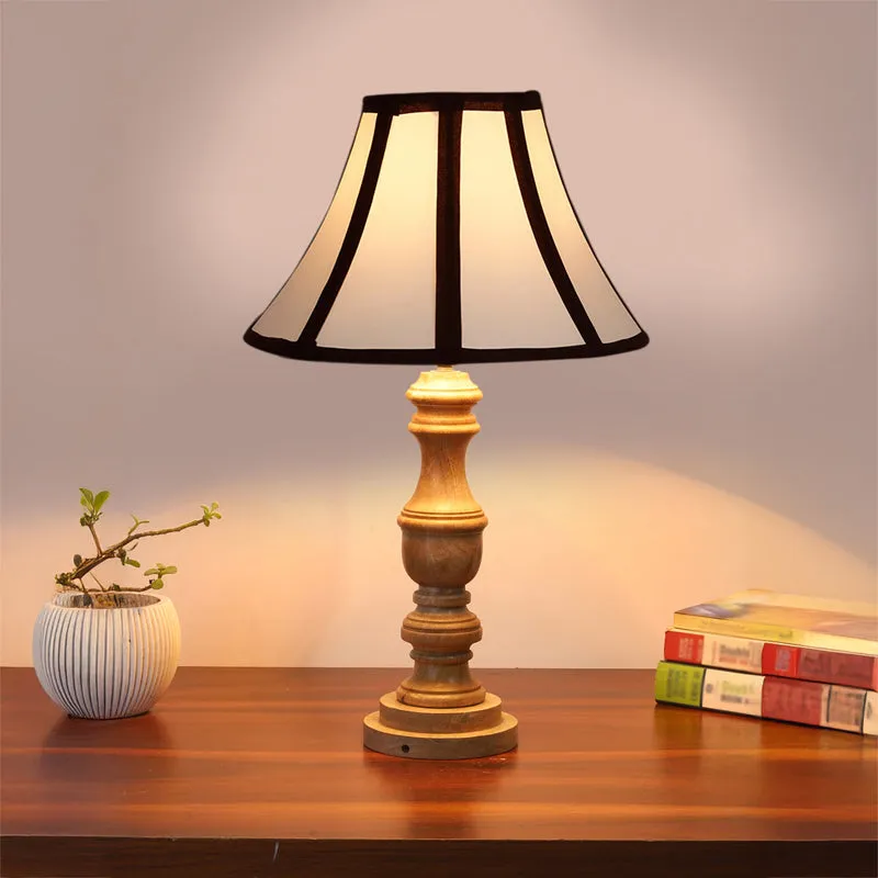 Stripra Carve Wooden Table Lamp - White,Black,Brown media 2