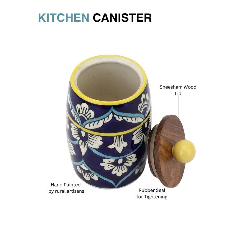 Elegant Hydration Ceramic Jar (Blue,550 mL Each) - Set Of Two media 6