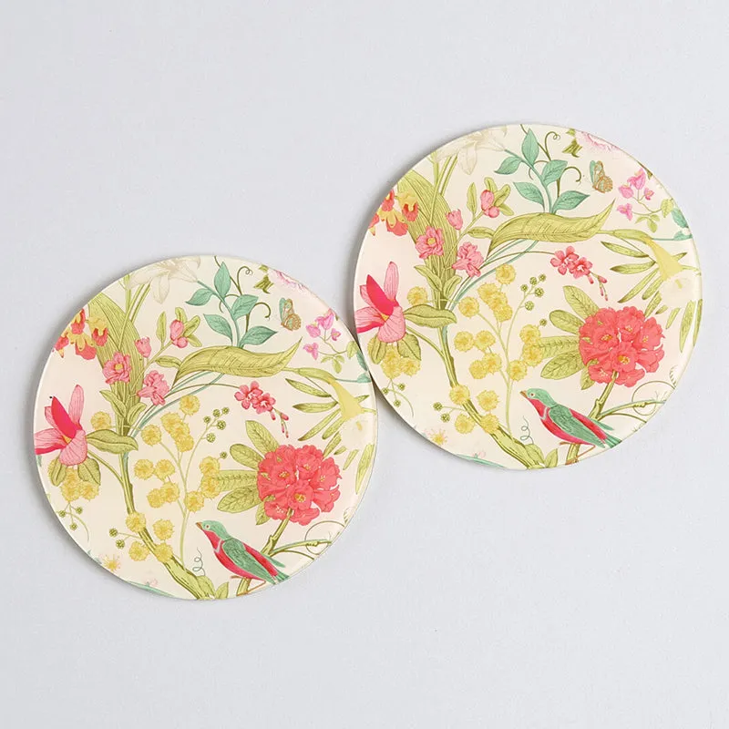 India Circus Vine Blooms Glass Mug With Coaster (325 mL Each) - Four Piece Set media 6
