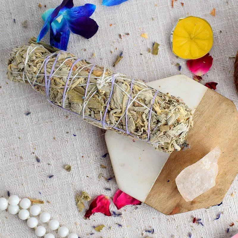 White Sage With Lavender And Clear Crystal Smudge Wand media 1