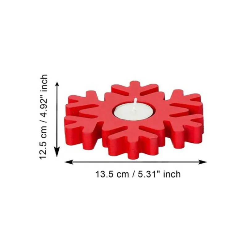 Flurry Of Light Carved Wood Tea Light Holder (Red) - Set Of Twelve media 6