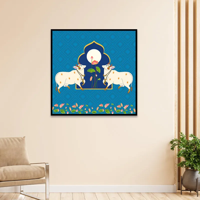 Kamadhenu Duo Canvas Wall Art With Frame media 5