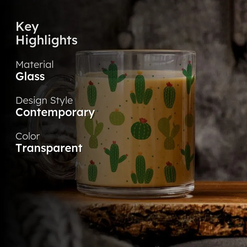 Cacti Glass Coffee Mug (330 mL) media 2