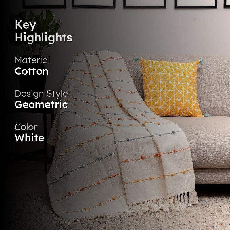 Urban Space Modern White Cotton Throw media 2