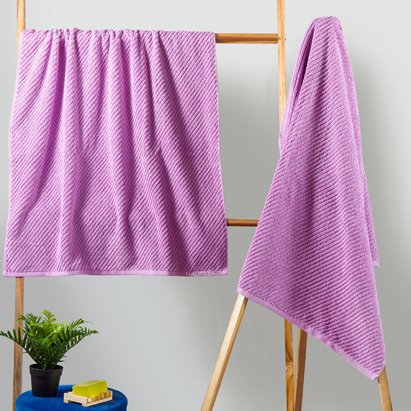 Nautica Riviera Soft Cotton Bath Towel (Lilac) - Set Of Two - 75 x 150 cms