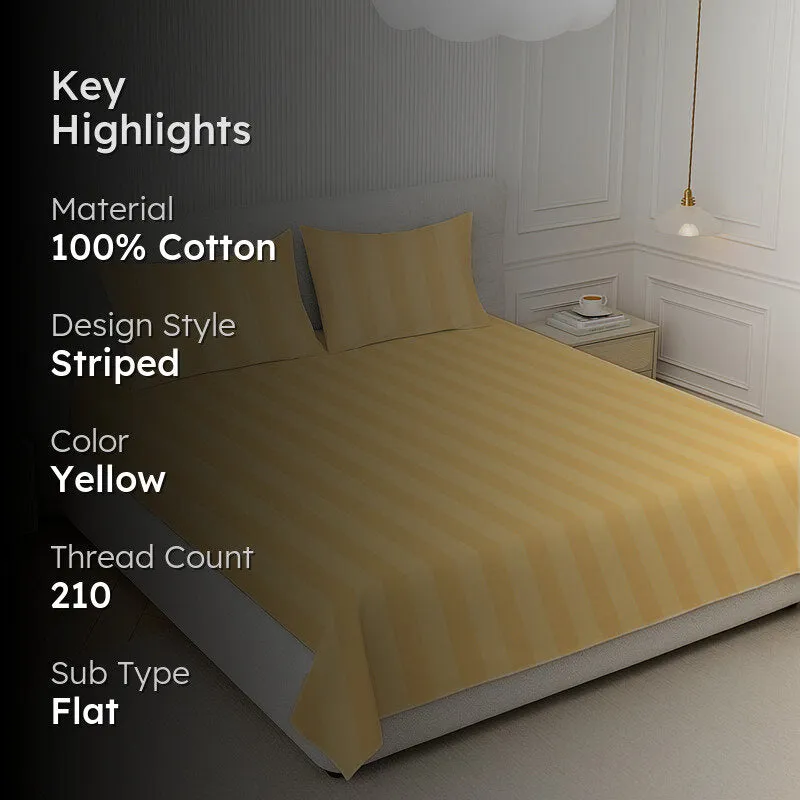 Elegance Striped Cotton Bedsheet (Cream) - 210 TC media 2