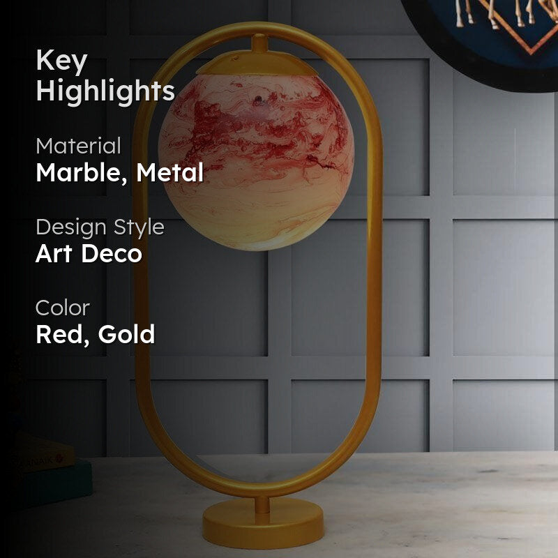 Glow Getter Marble Table Lamp - Red,Gold media 2