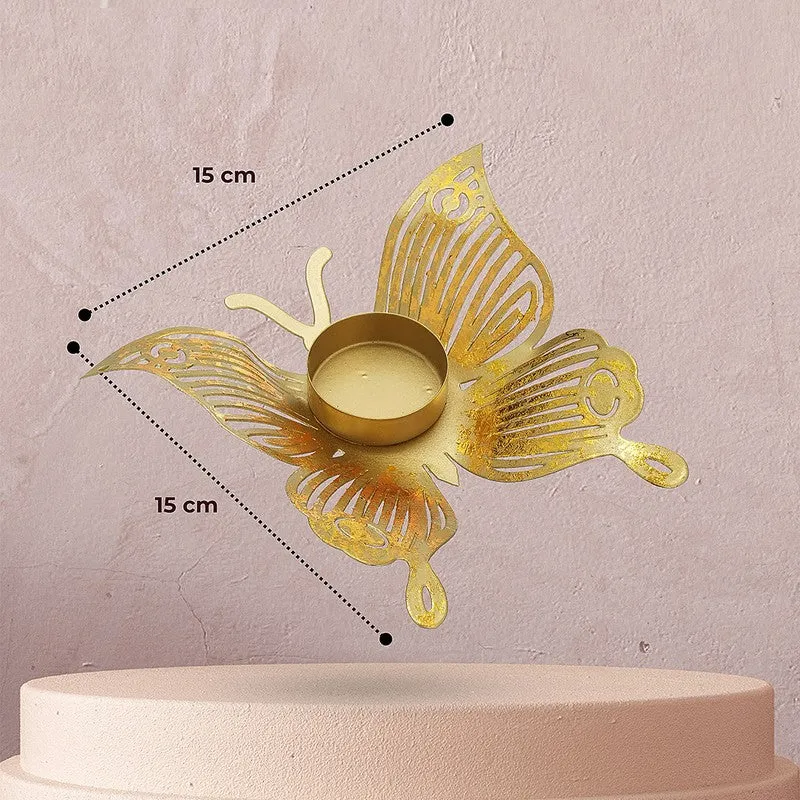 Golden Butterfly Metal Tealight Holder - Set Of Two media 7
