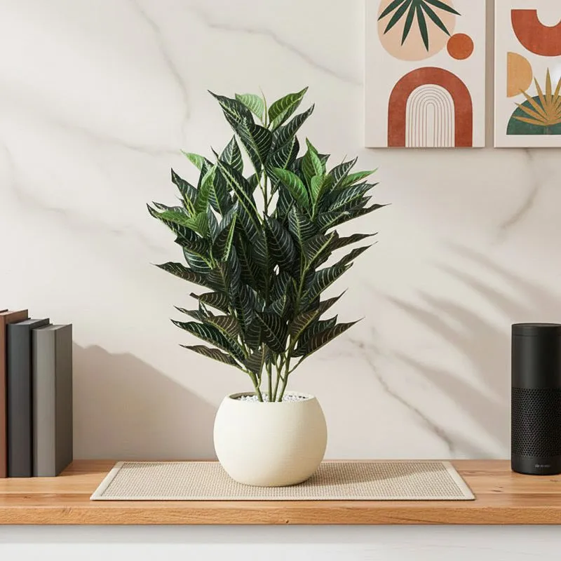 Everlay Artificial Plant With Black Plastic Pot - 2.8 Feet media 1