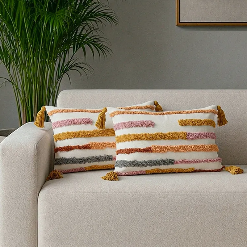 Boho Rainbow Cushion Cover- Set Of Two media 1