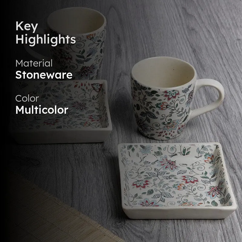 Exora Floral Cup And Tray - Four Piece Set media 2