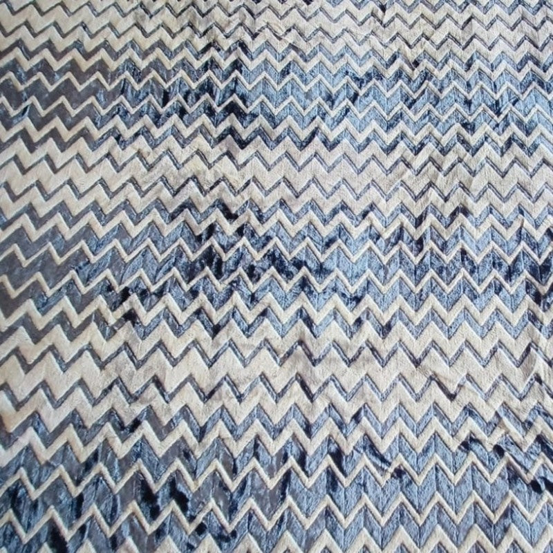 Waveora Striped Woolen Blanket (Blue) - 350 GSM media 3