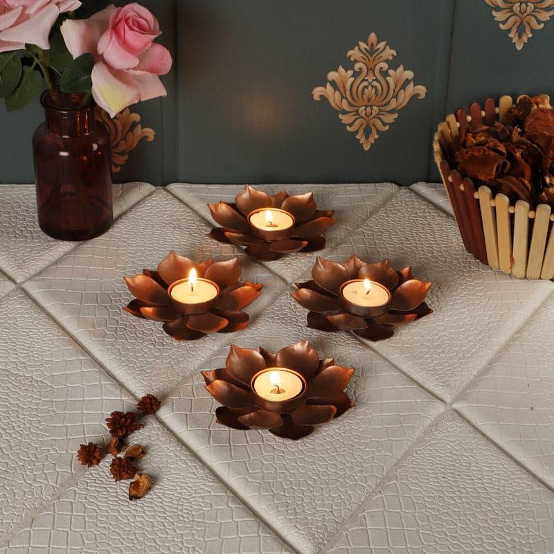 Ethnic Flower Tealight Holder - Set Of Four