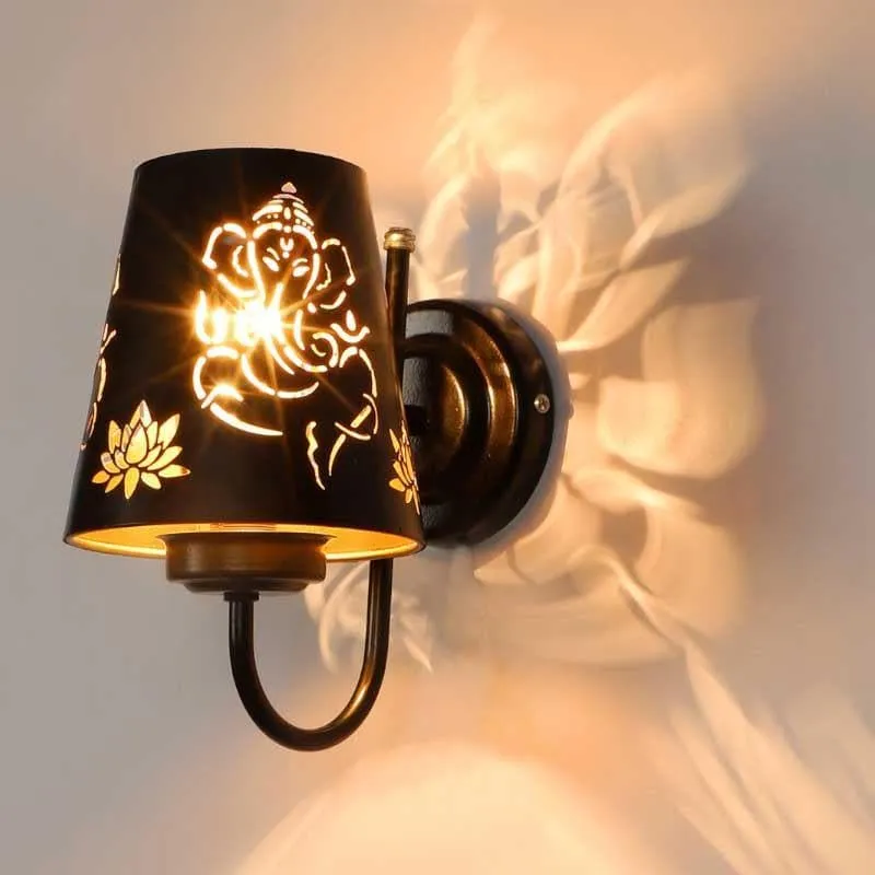 Ganeshji Etched Metal Wall Lamp media 3