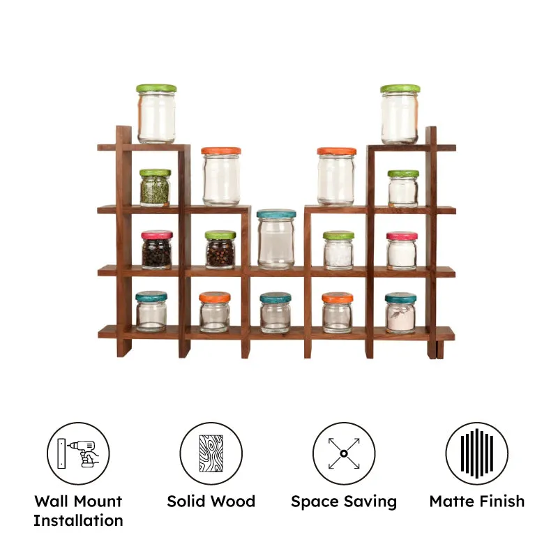 Shamamah Wall Shelf With Storage Jar - Seventeen Piece Set media 8