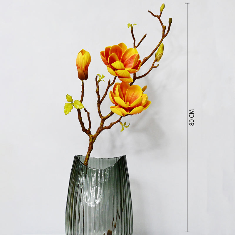 Artificial Magnolia Decorative Flower Stick - Yellow media 6