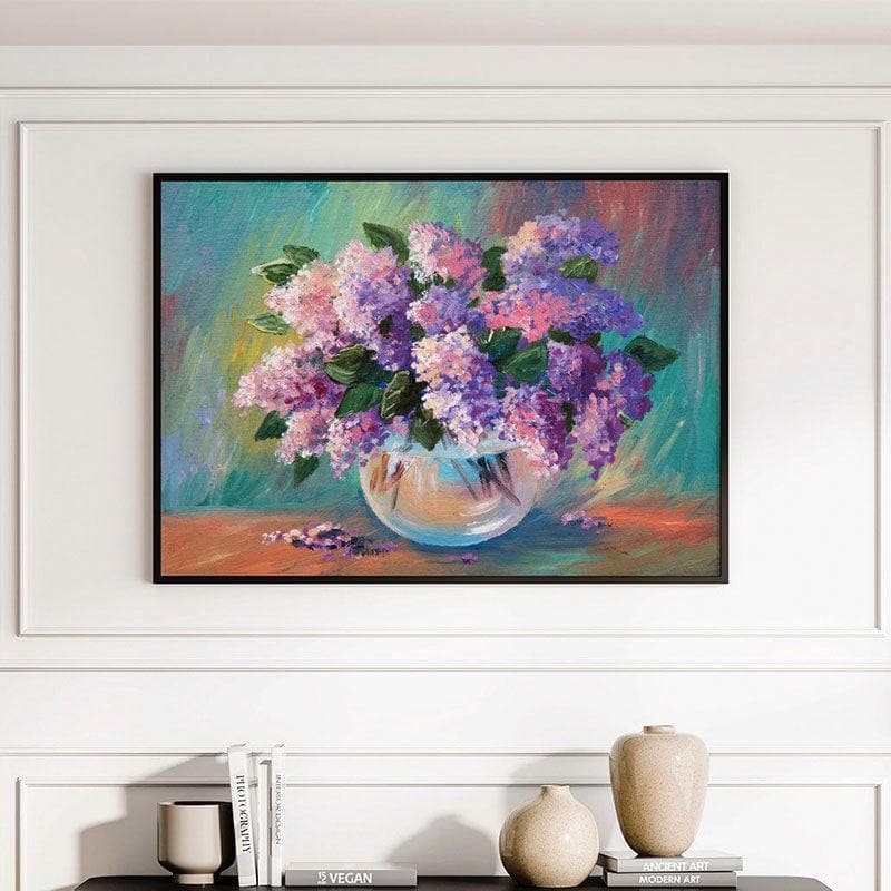 Spring Lilac Canvas Wall Painting - Black Frame