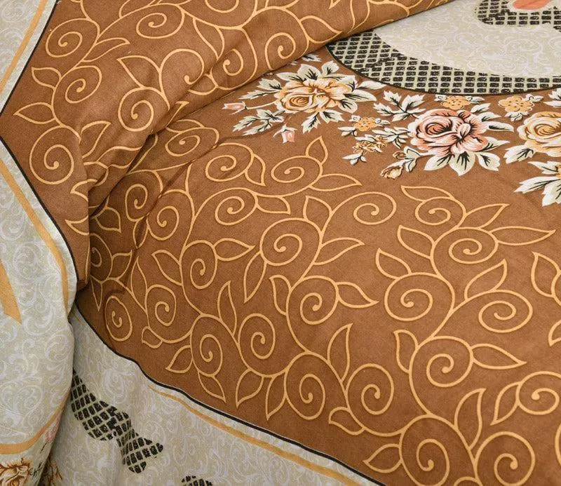 Yashita Printed Cotton Bedsheet (Brown) - 160 TC media 4