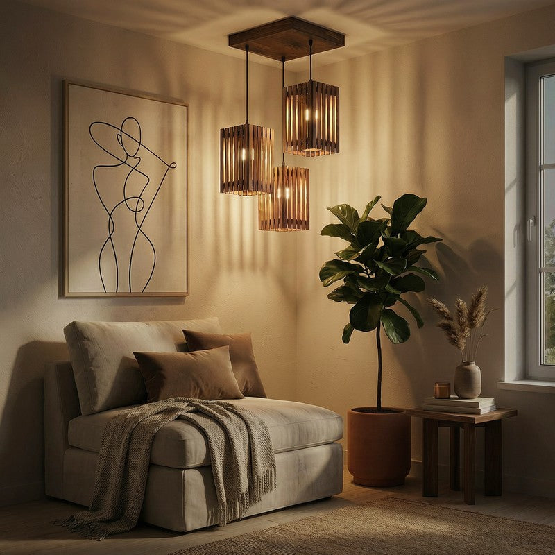CageCraft Wooden Ceiling Lmap - Brown