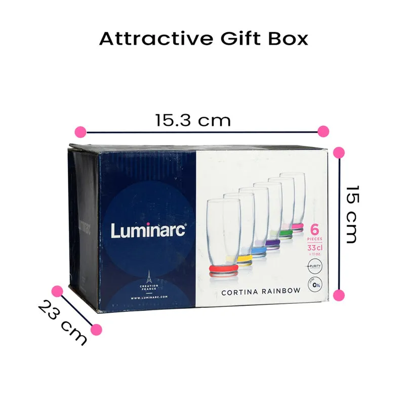 Luminarc Cortina Glass with Multicolor Base (330 mL) - Set Of Six media 7