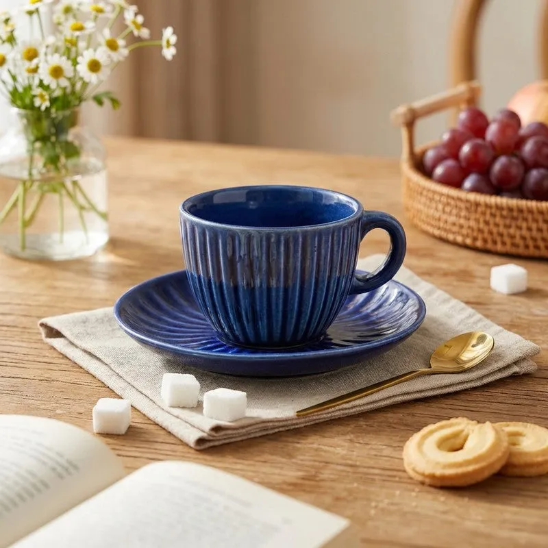 Siplet Cup & Saucer (Blue,150 mL) - Two Piece Set media 1