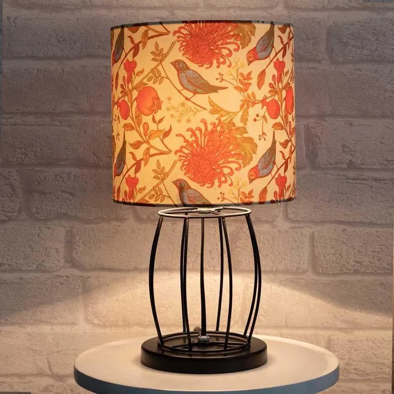 Amber Black Fabric Table Lamp - Multicolor media 1