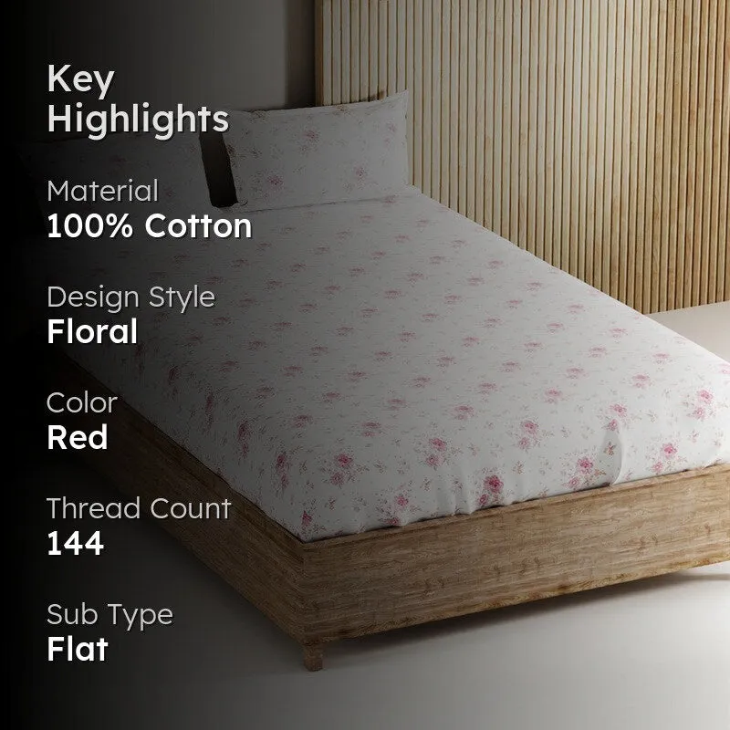 Novira Cotton Bedsheet (Red) - 144 TC media 2