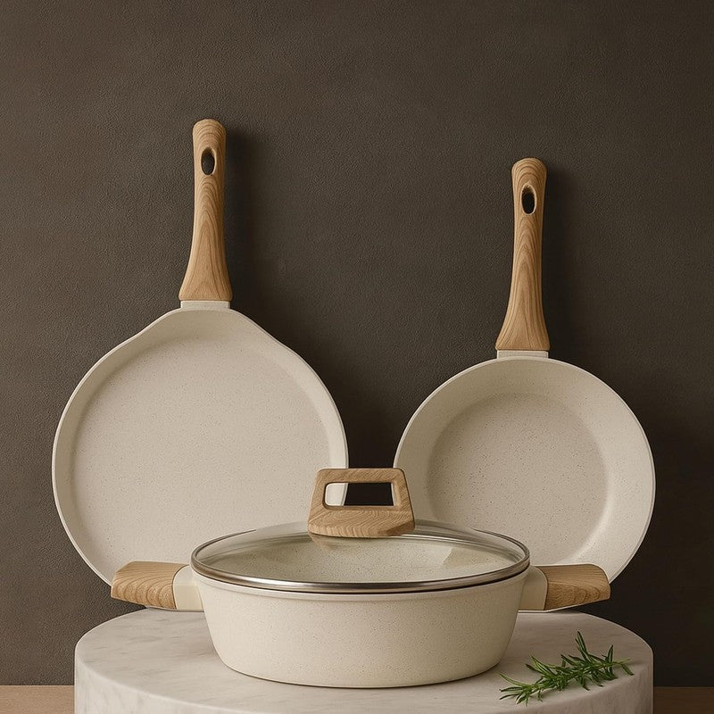 Solara Brewo Beige Ceramic Cookware Set - Three Piece Set media 3