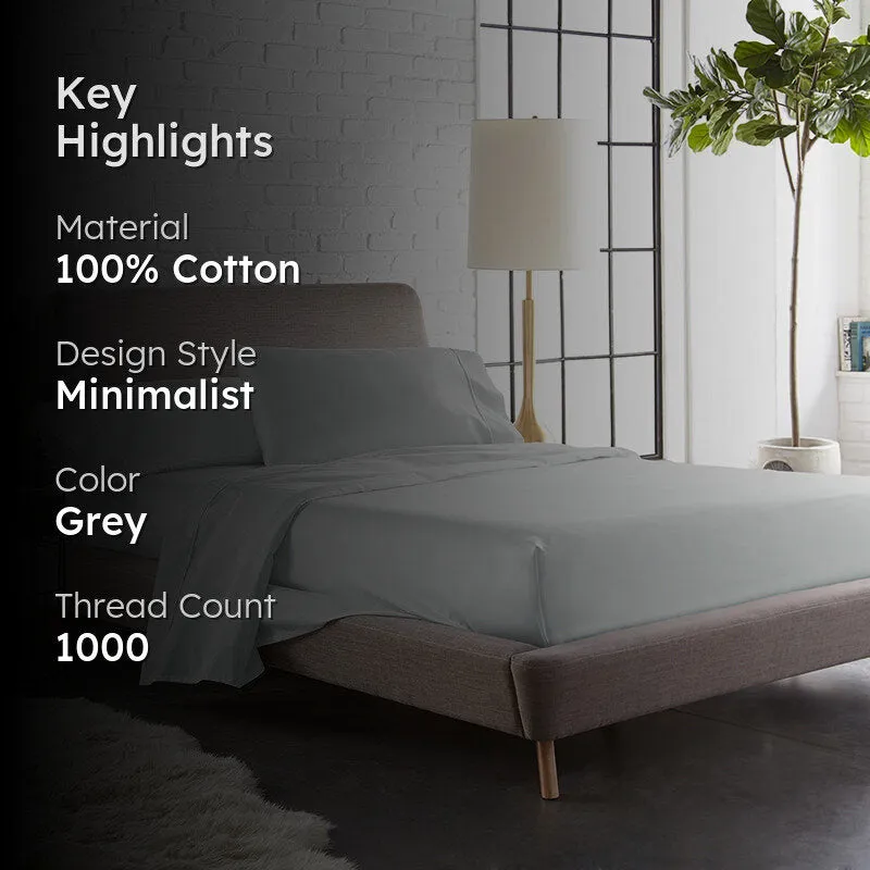 Maison Cotton Duvet Cover(Light Grey) - 1000 TC media 2