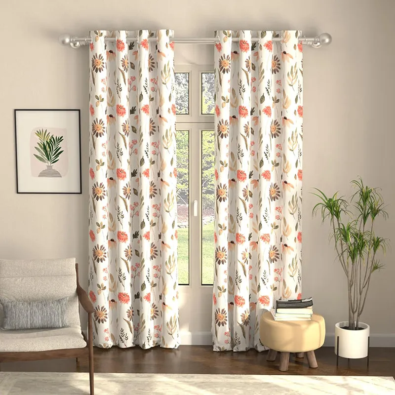 Urban Space Frost Flora Curtain (Peach) - Set Of Two media 2
