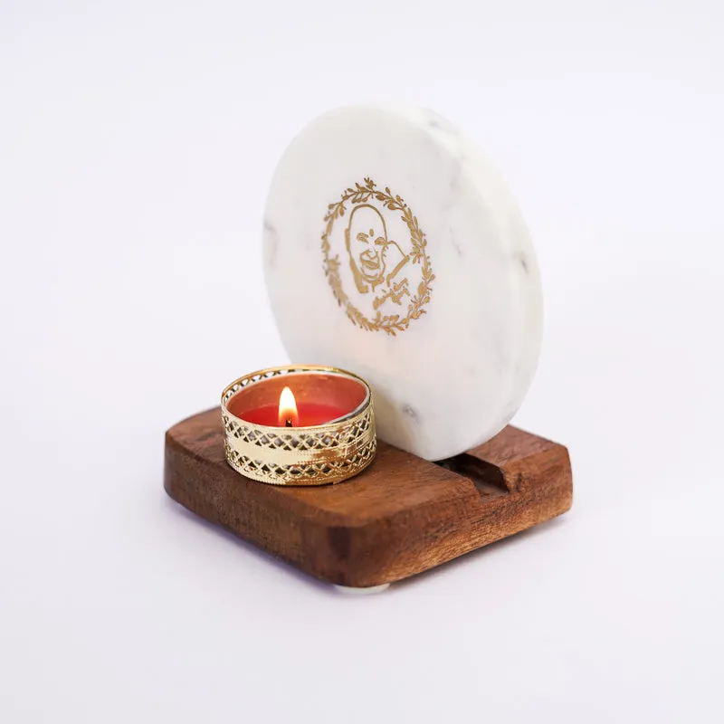Guru Jee Marble Religious Accent With Tealight Candle Holder media 5