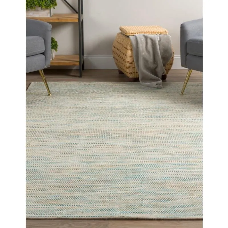 Lasumi Hand Woven Wool Rug - Bluish Cream media 3