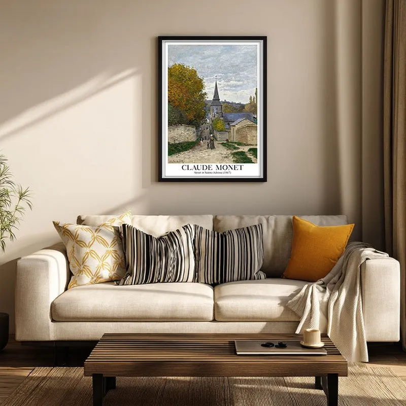 Street In Sainte Adresse Archival Canvas Wall Painting - Black Frame media 3