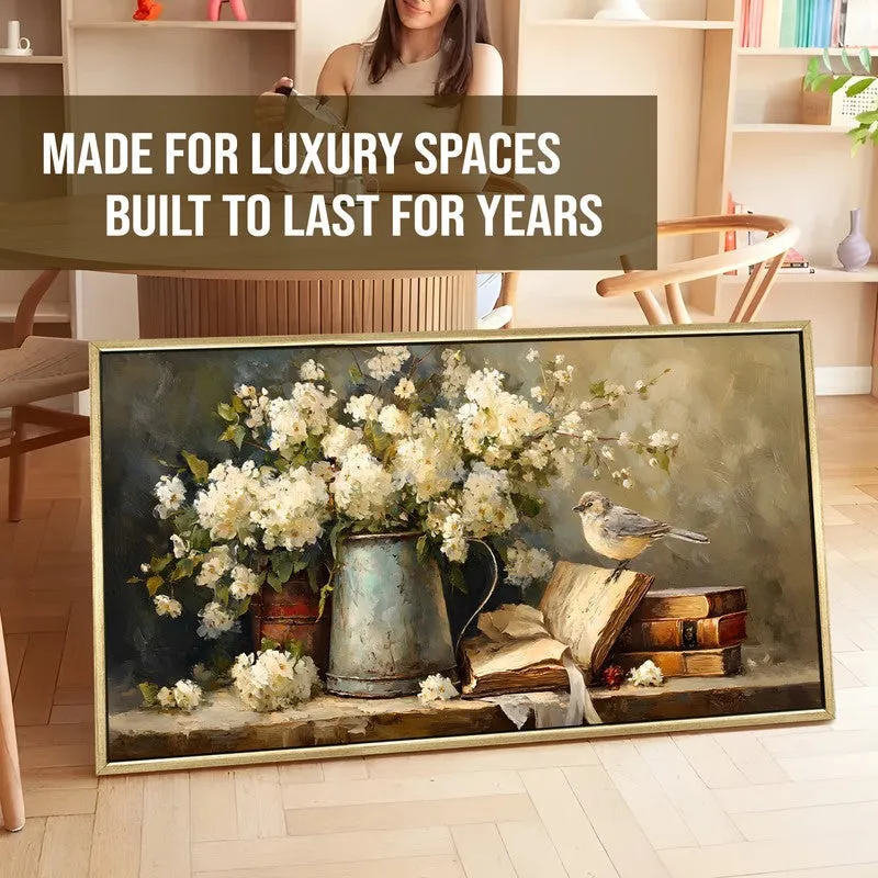 Ivory Blooms Canvas Wall Painting With Frame media 5