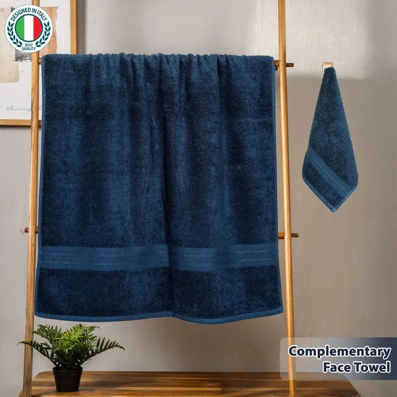 PlushAura Cotton Bath Towel (Dark Blue) media 4