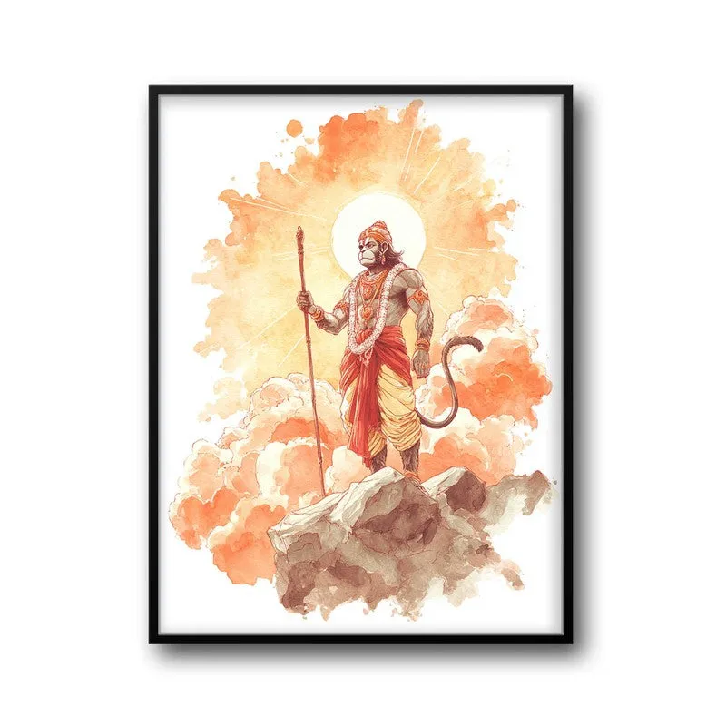 Sri Hanuman with Sun Aura I Archival Paper Wall Art media 7