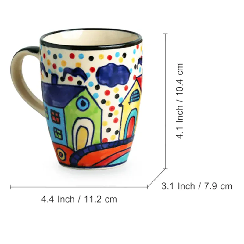 Coastal Cottage Handpainted Ceramic High Tea Set (270 ML & 80 ML) - Four Piece Set media 7