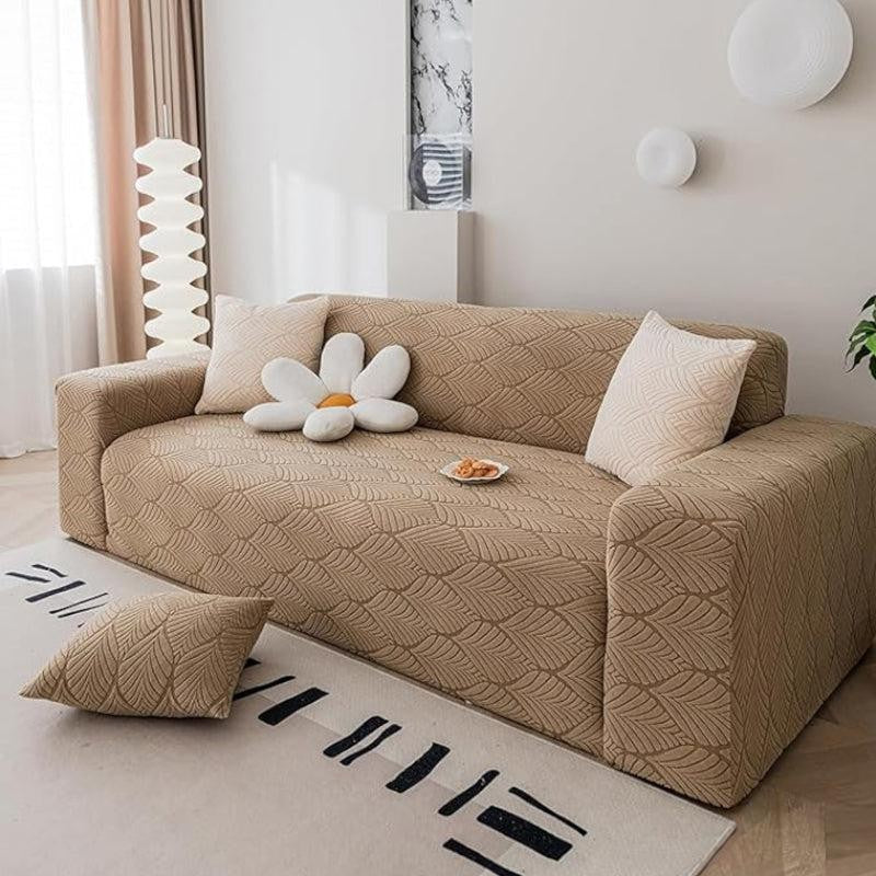 Daina Jacquard Synthetic Fibre Sofa Cover - Brown media 3