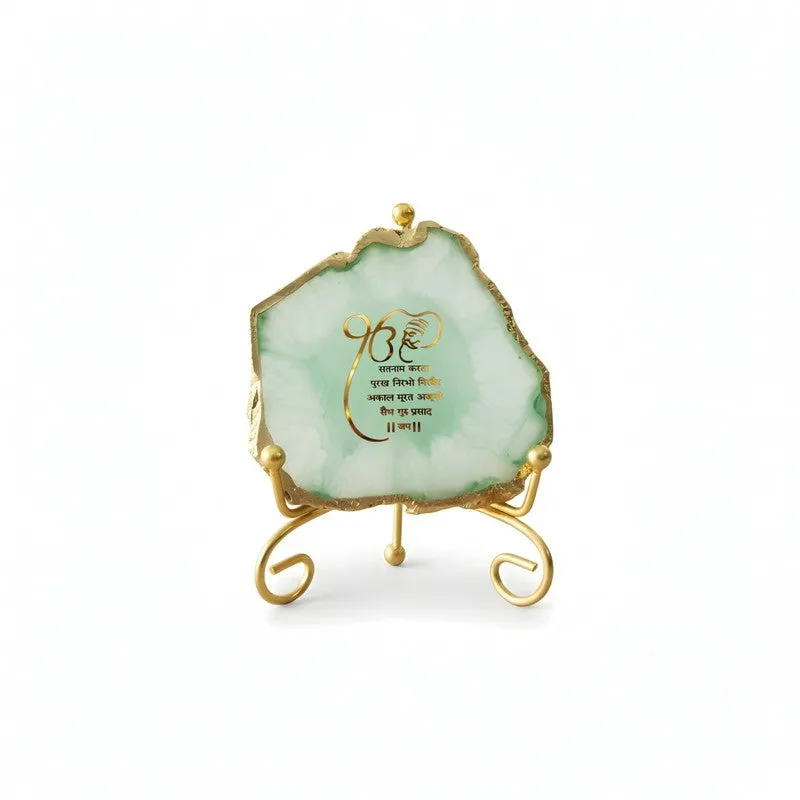 Krishna Blessing Aura Agate Showpiece With Stand - Green media 3