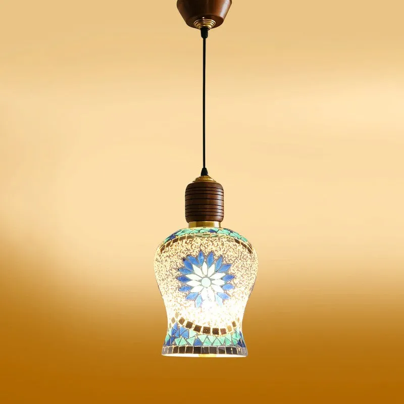 Mosaic Motif Pendant Wooden Ceiling Lamp media 7