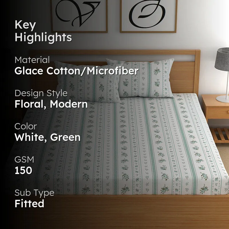 Holly Fitted Microfiber Microfiber Bedsheet (Green) - 150 GSM media 2