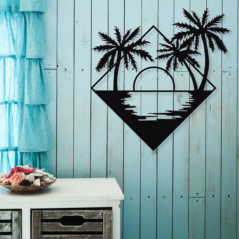 Beach Sunset Black Iron Wall Accent