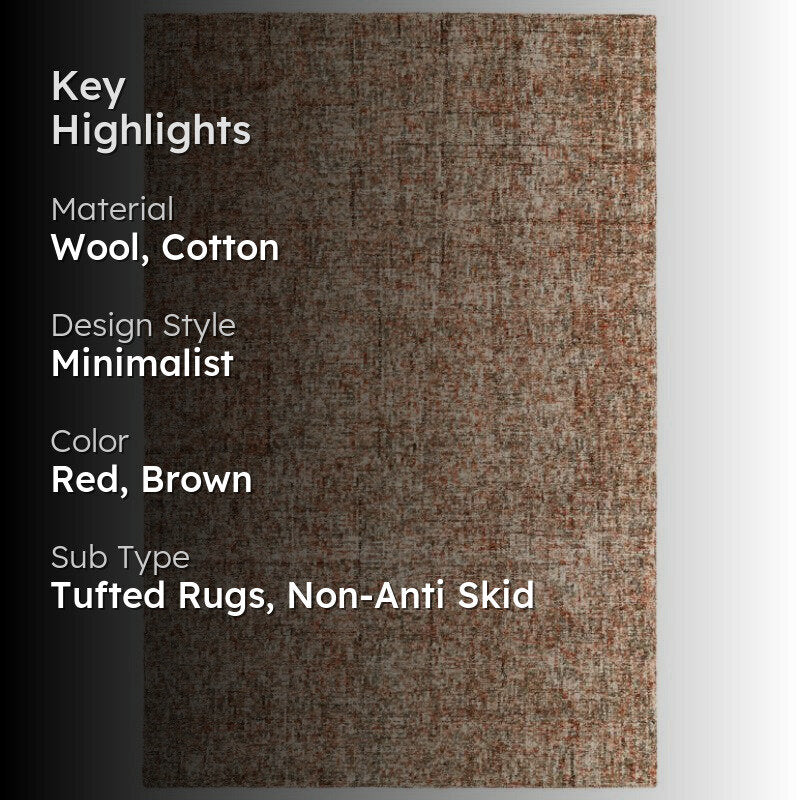 Handloom Hand Tufted Harmony Wool Rug - Red & Brown media 2