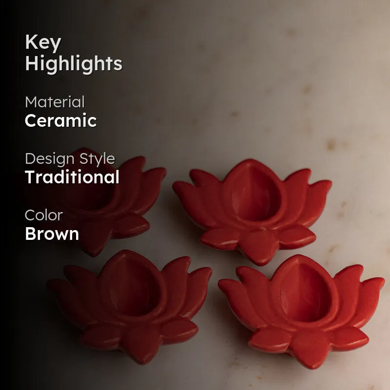 Ambuj Ceramic Diya - Set Of Four media 2