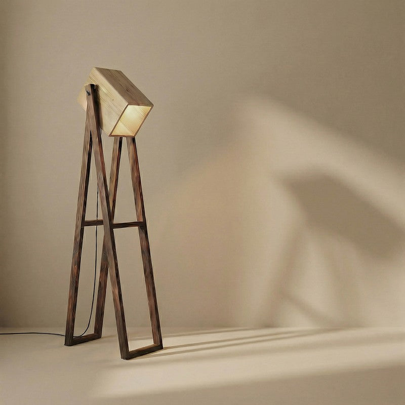 BeigeGlow Wooden Floor Lamp - Brown media 6
