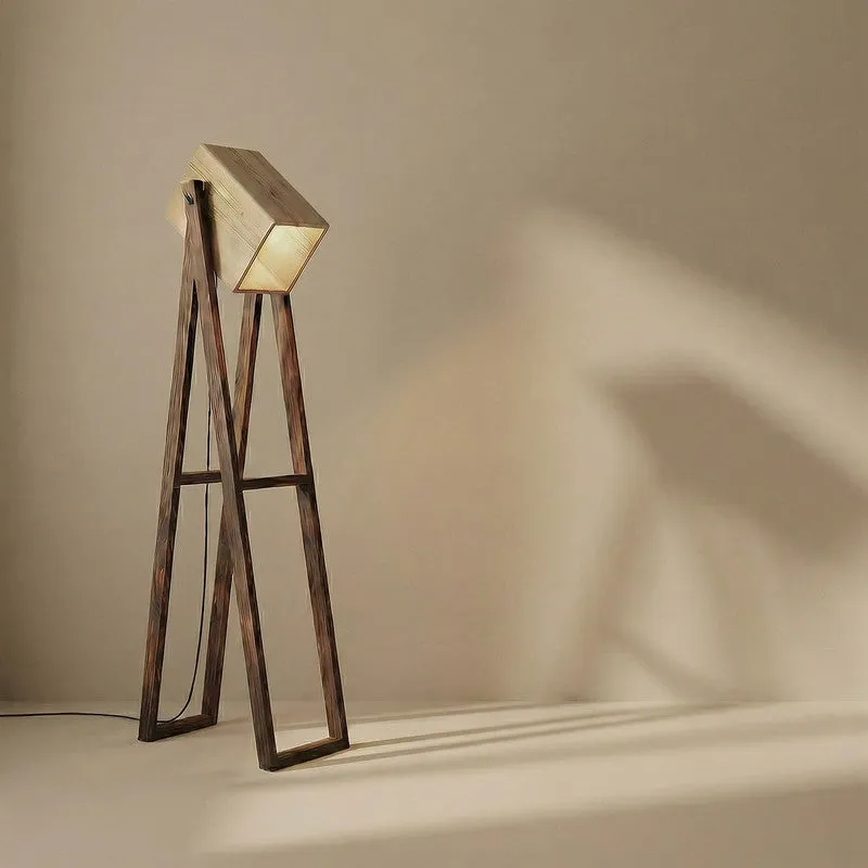 BeigeGlow Wooden Floor Lamp - Brown media 6