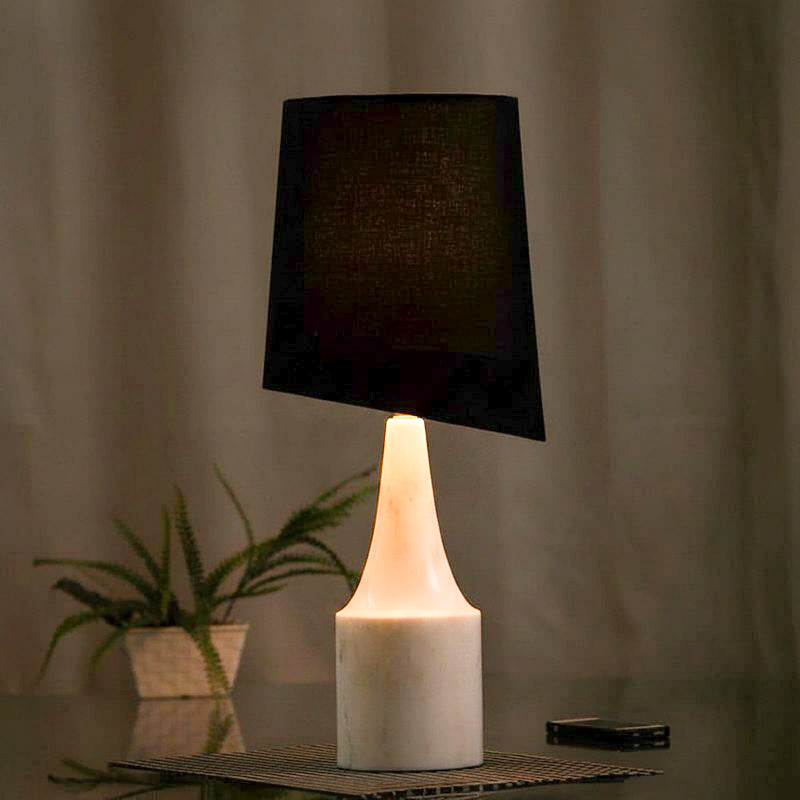 Slant Lit Hand Crafted Fabric Table Lamp - Black,White