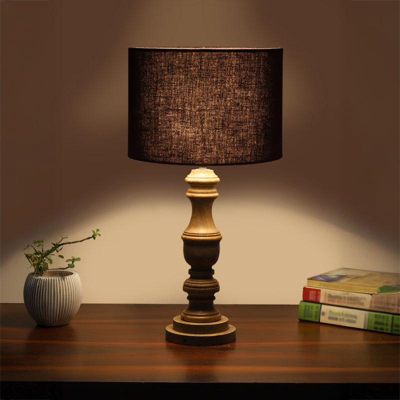 Cotin I Carve Wooden Table Lamp - Black,Brown