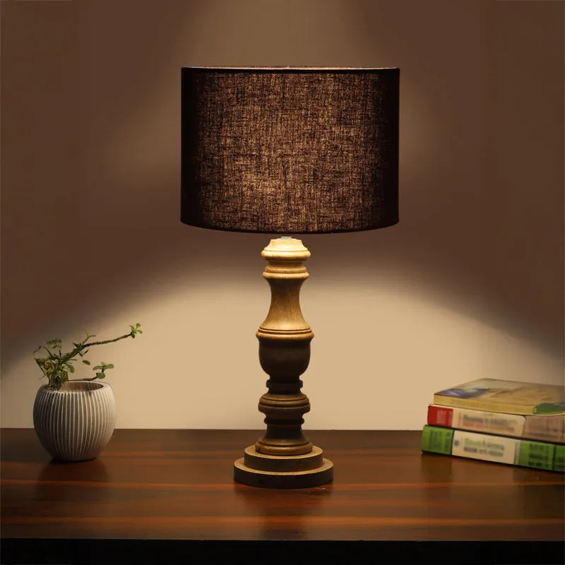 Cotin I Carve Wooden Table Lamp - Black,Brown media 1